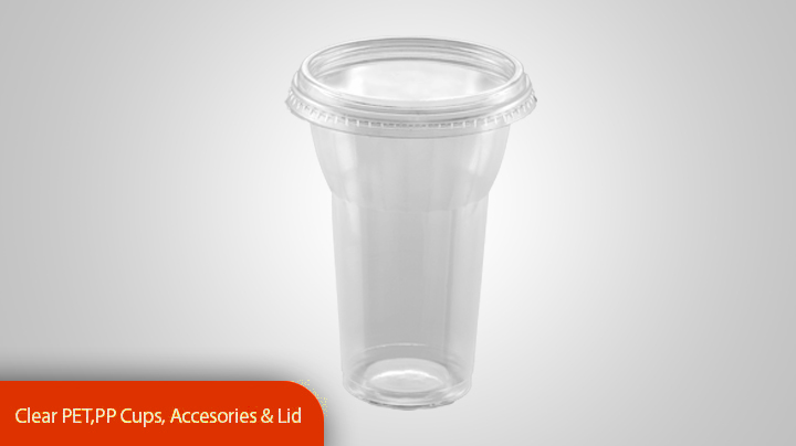 Clear PET,PP cups, accessories & lid